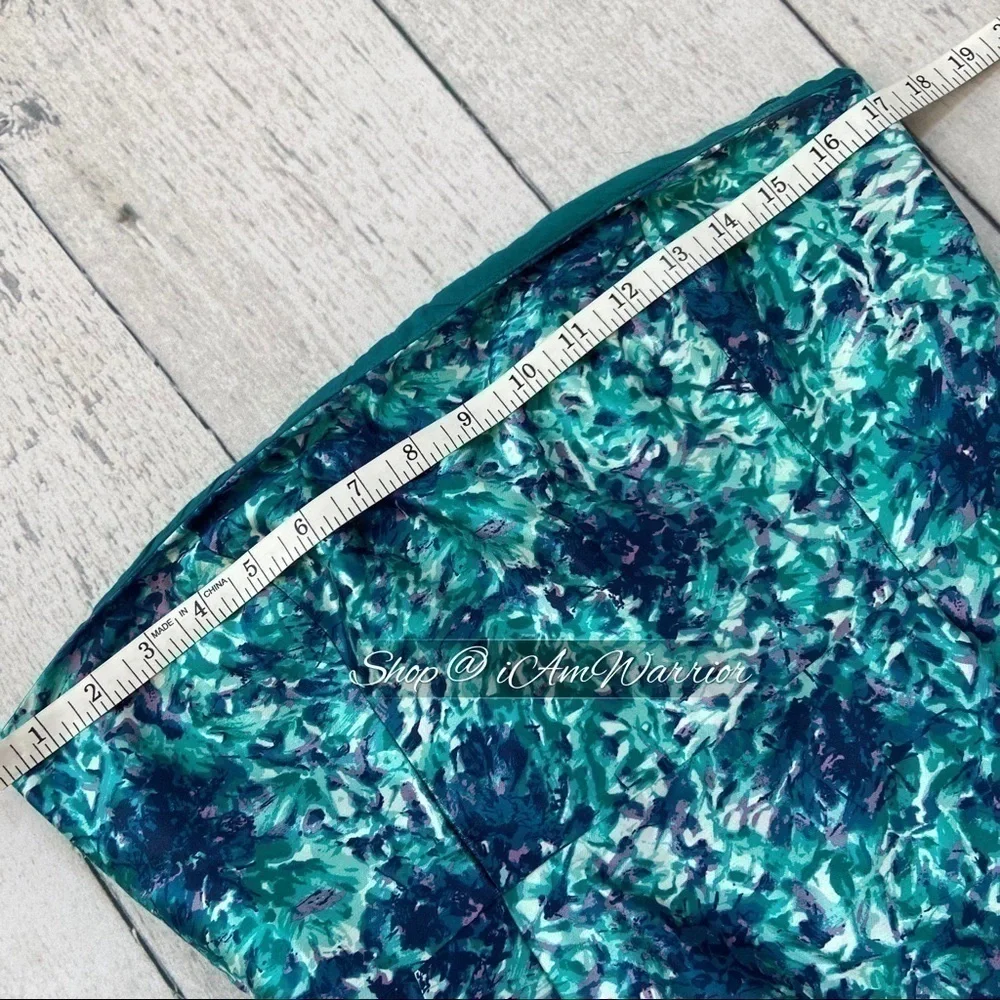 J.Crew Collection teal silk abstract floral strapless dress *shop@iamwarrior